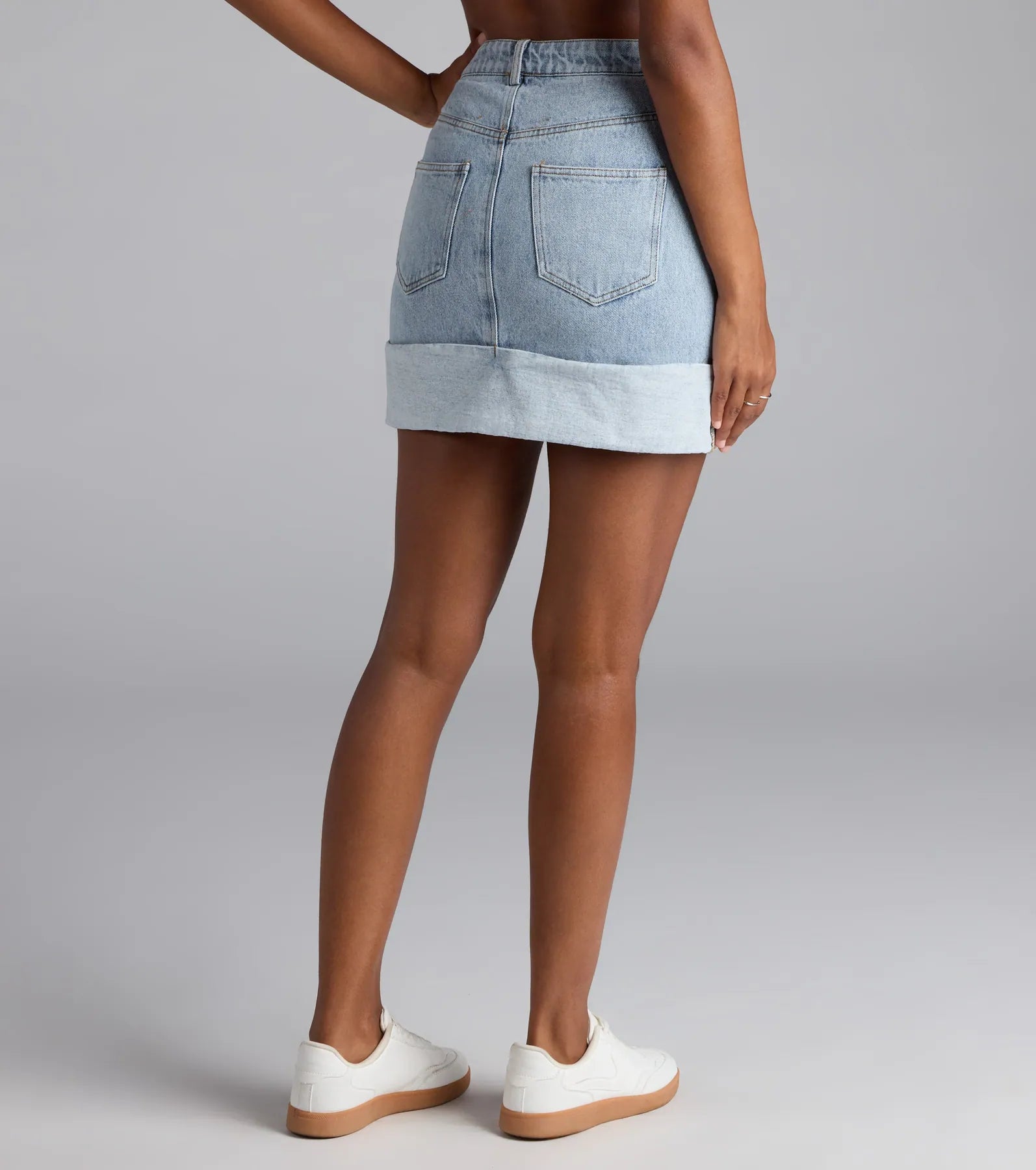Feeling Fun Cuffed Denim Mini Skirt - Image 2