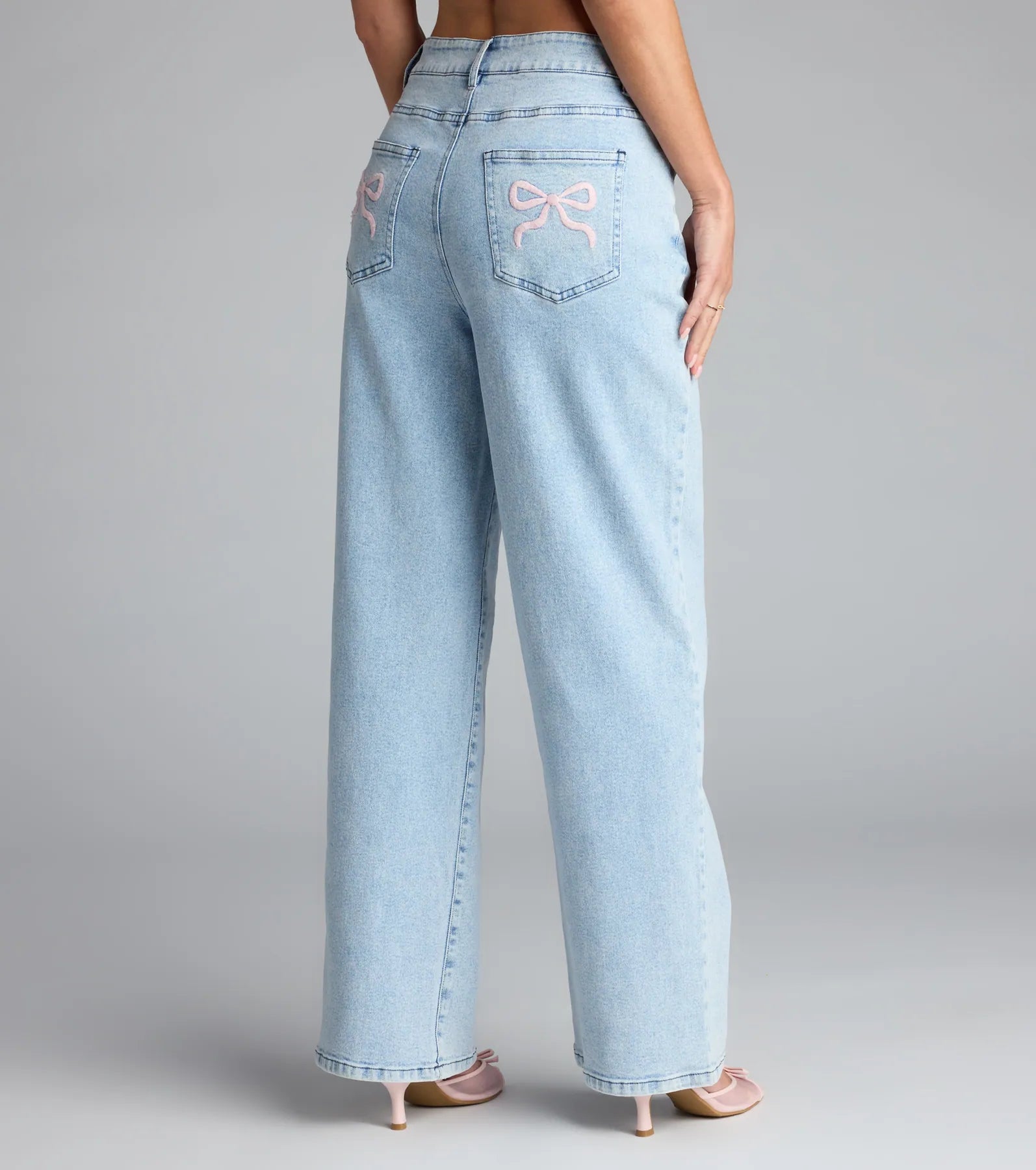 Too Cute to Handle Straight Leg Bow Denim Jeans - Image 3