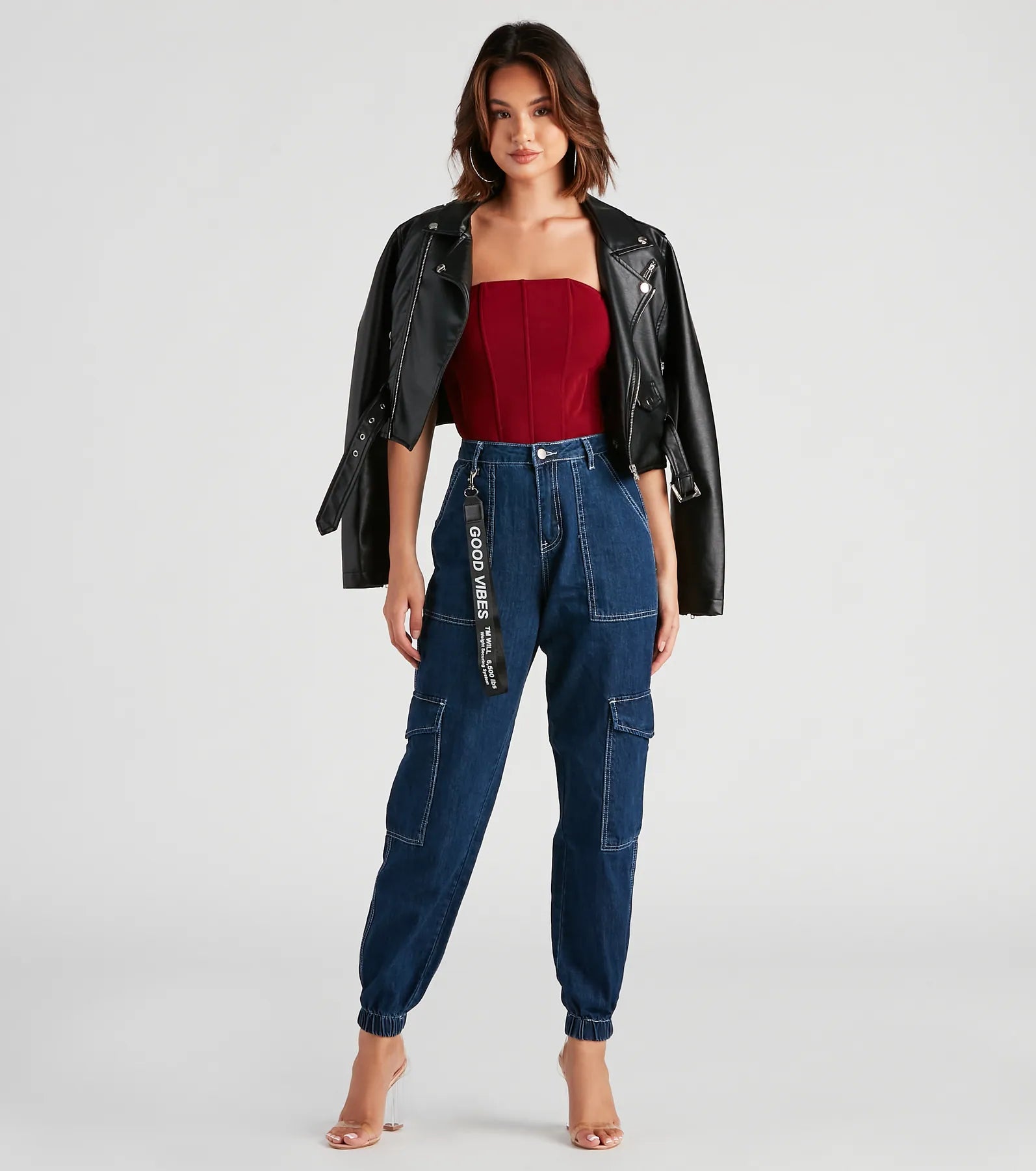 Functional Style Denim Cargo Joggers - Image 9