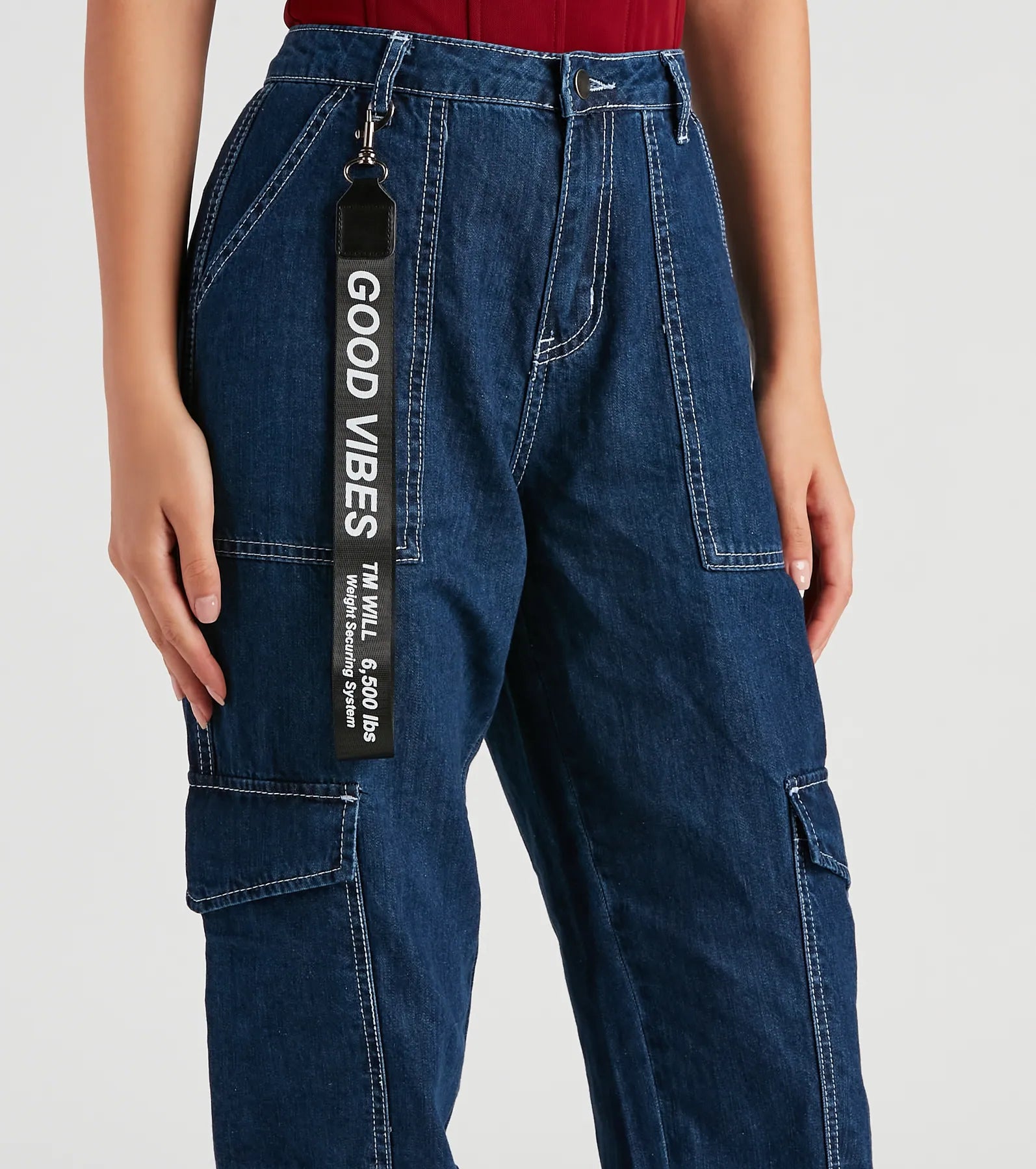 Functional Style Denim Cargo Joggers - Image 12