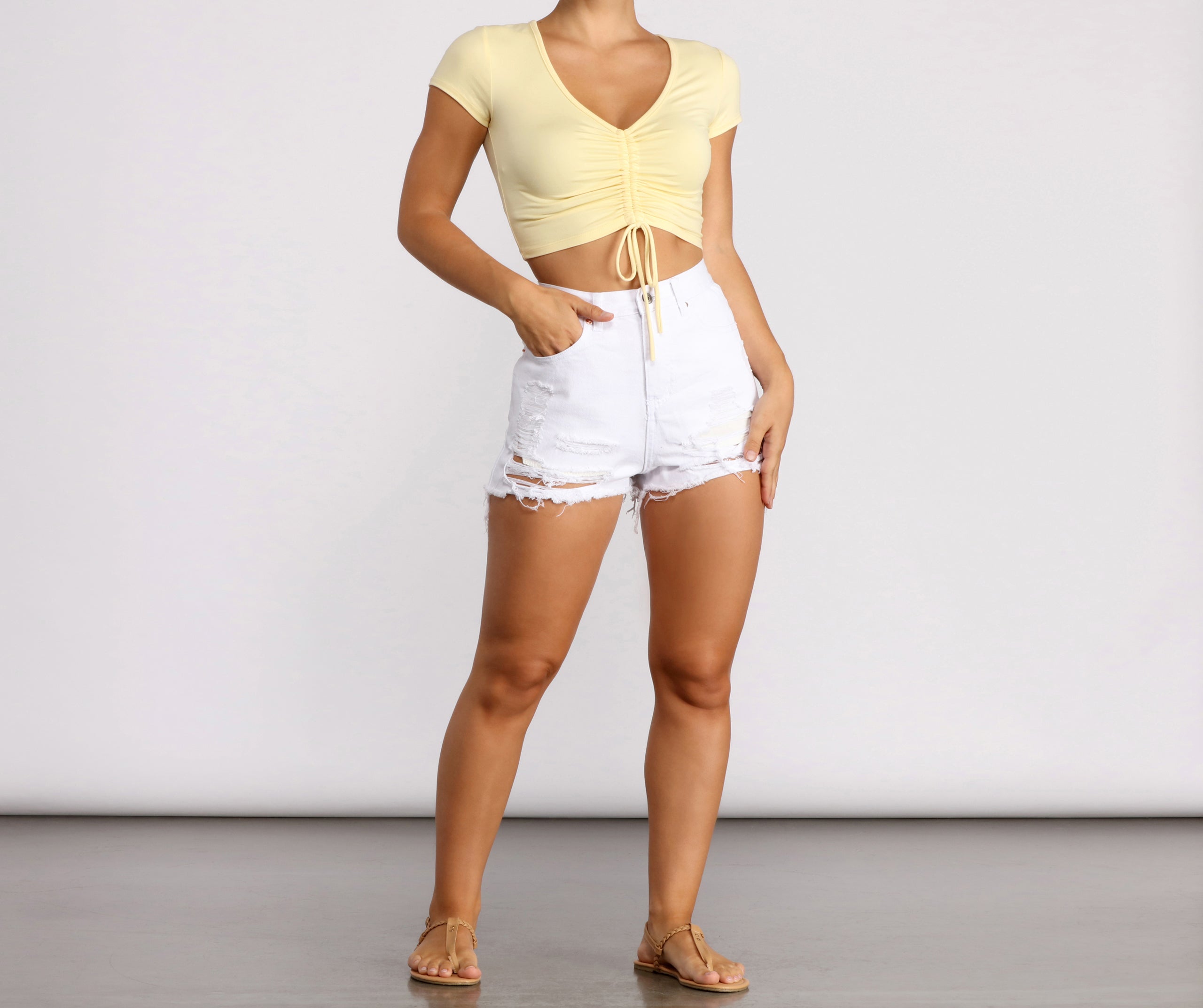 Never Enough High Rise Destructed Shorts - Image 4