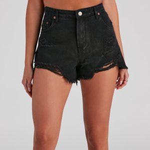 Trendy Distressed Cut-Off Denim Shorts