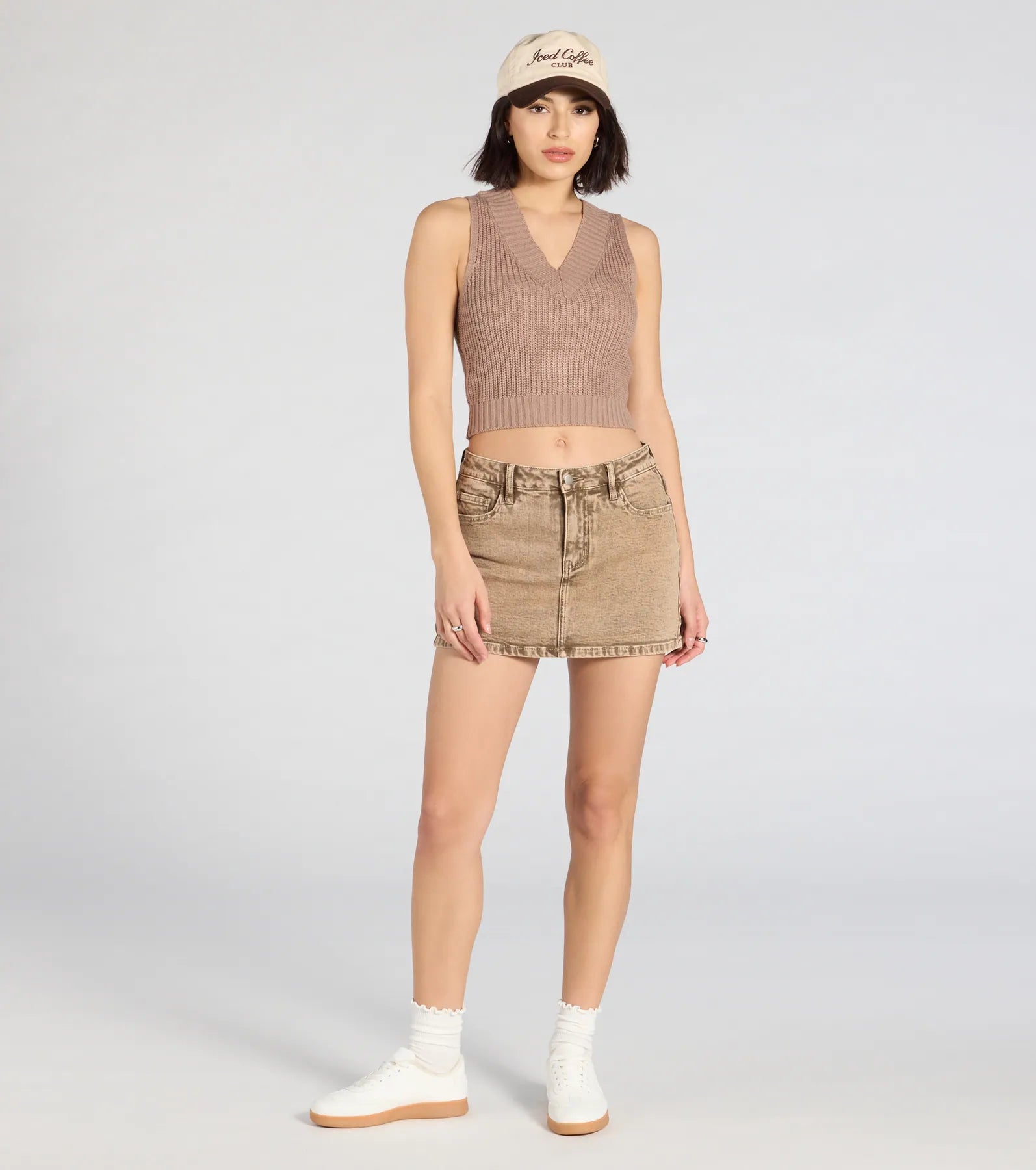 Edgy Yet Sweet Mid-Rise Denim Mini Skort - Image 3
