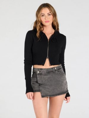 City Slicker High-Rise Faux Wrap Denim Skort