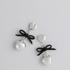 Sweet Talker Heart And Bow Drop Earrings