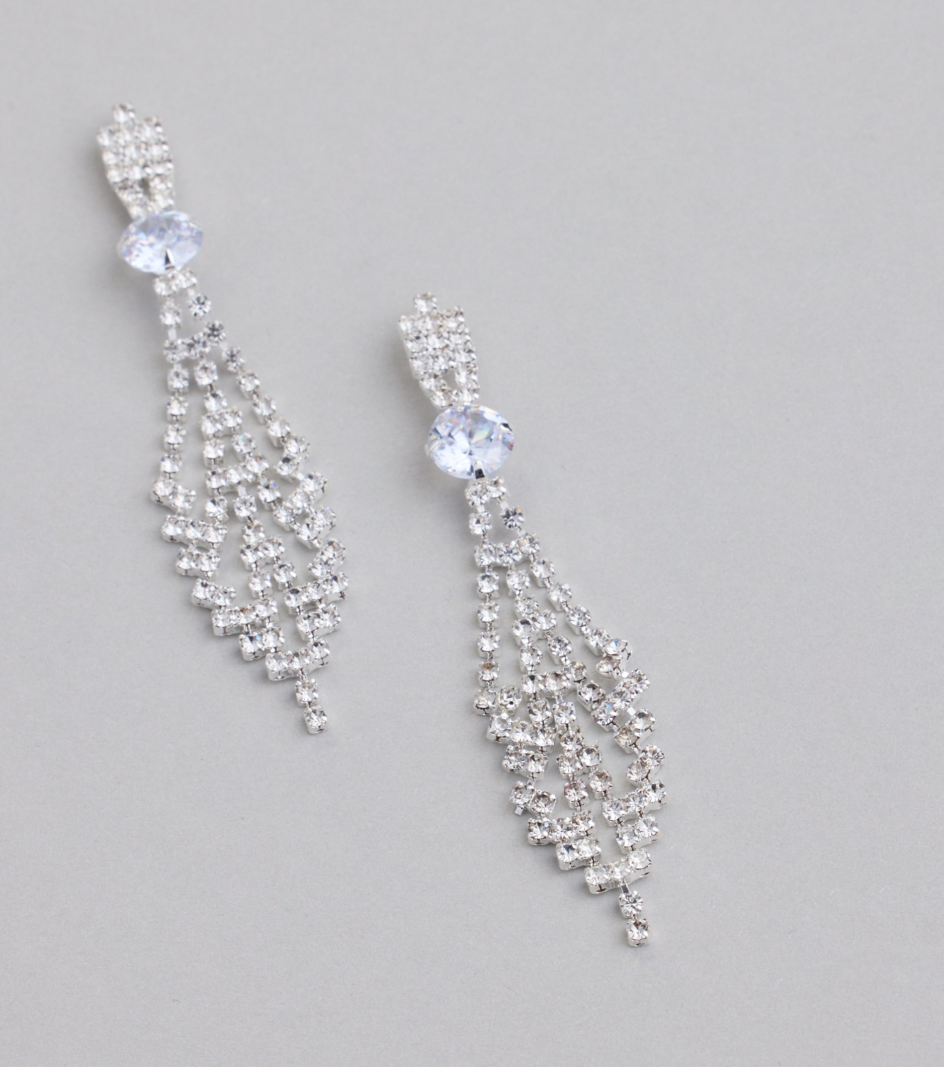 Luxe Shimmer Rhinestone Chandelier Earrings - Image 2