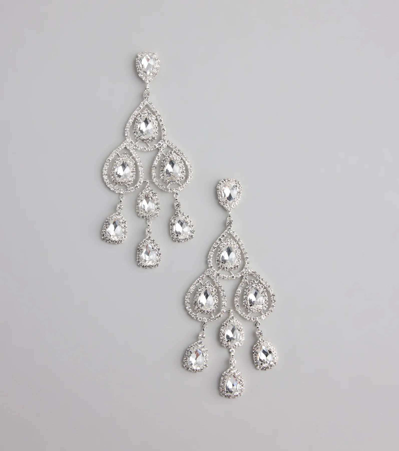 Luxe Vibe Teardrop Rhinestone Chandelier Earrings - Image 4
