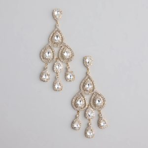 Luxe Vibe Teardrop Rhinestone Chandelier Earrings