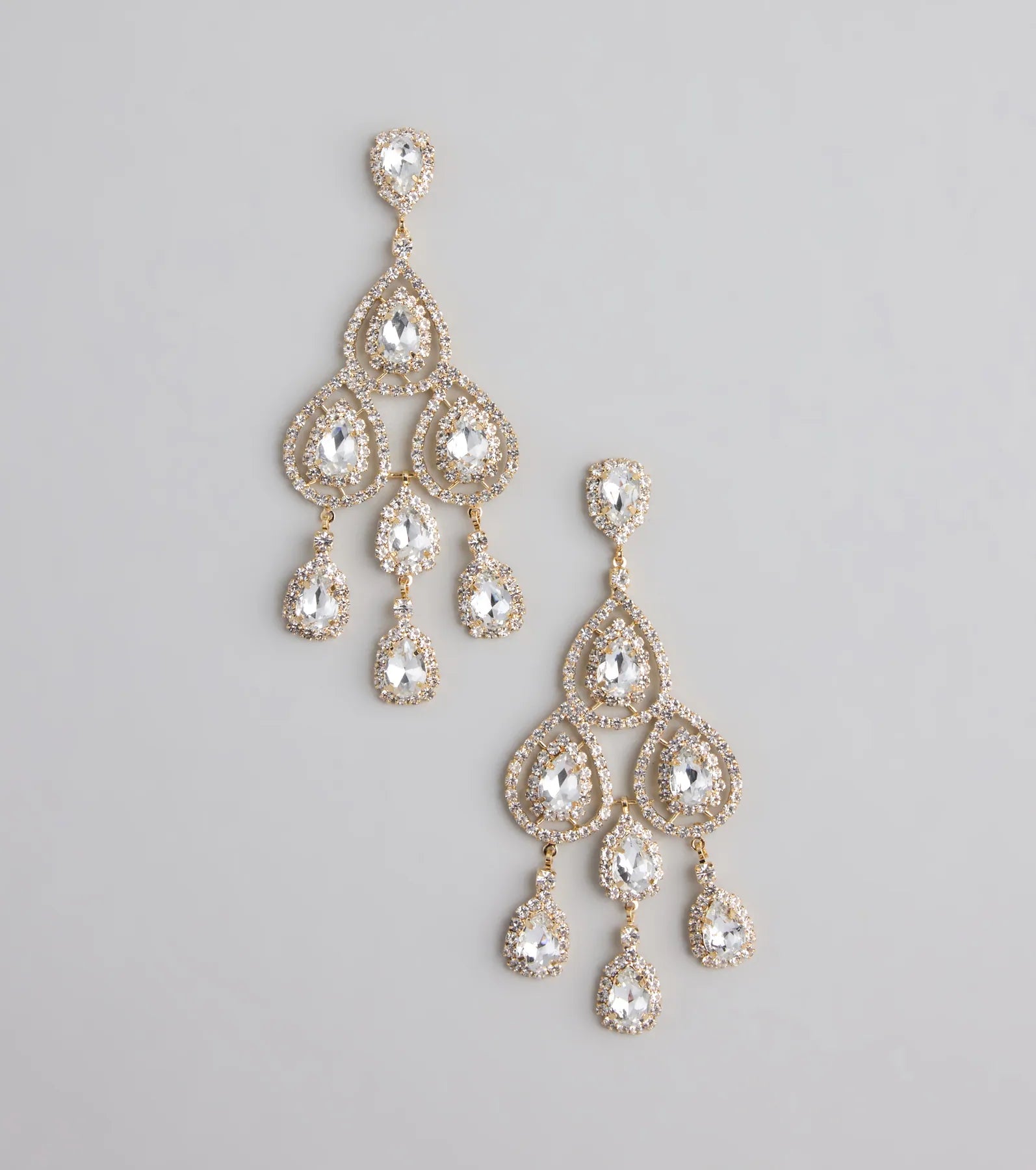 Luxe Vibe Teardrop Rhinestone Chandelier Earrings
