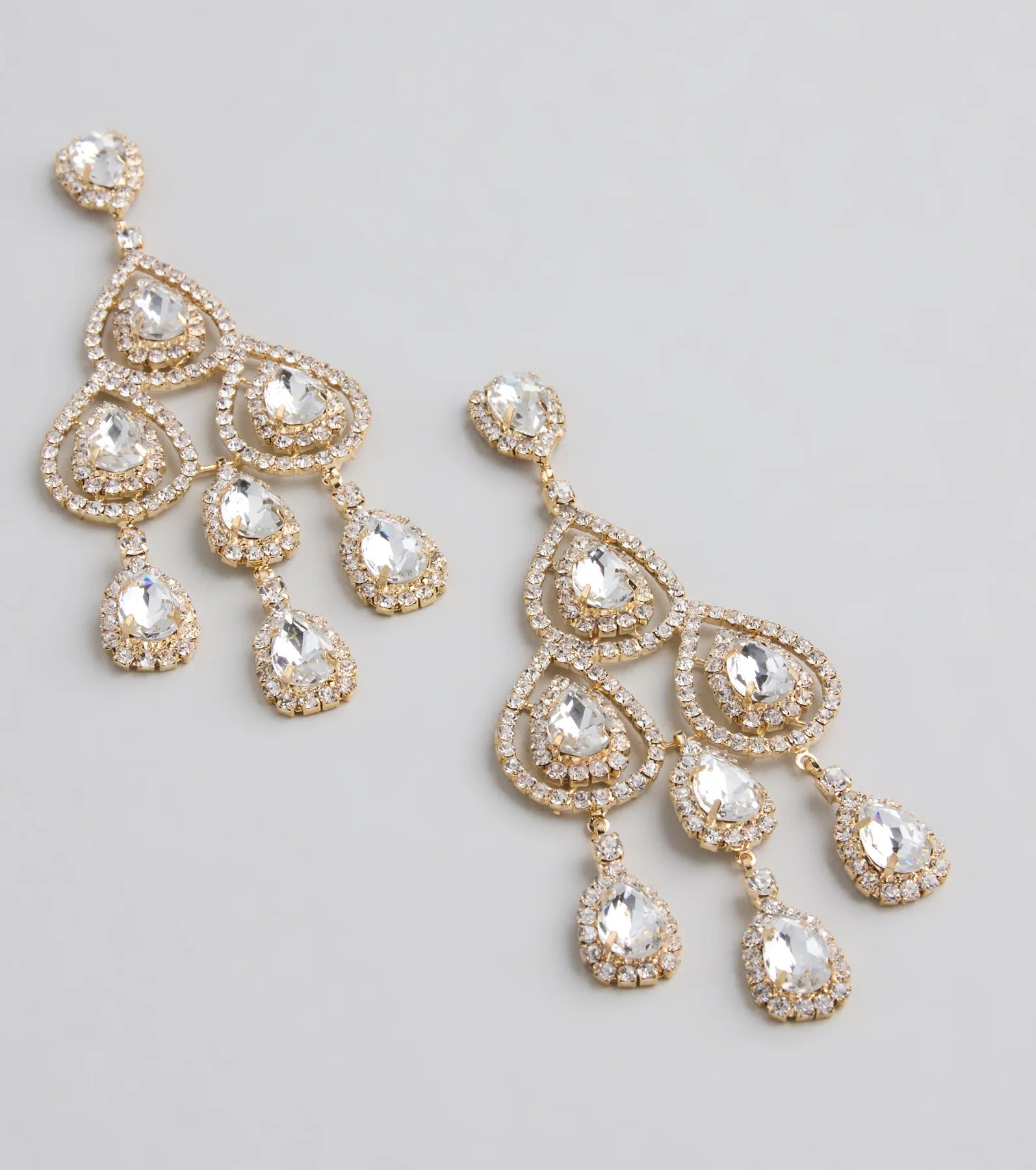 Luxe Vibe Teardrop Rhinestone Chandelier Earrings - Image 2