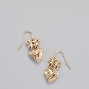 Cutesy Glam Bow Heart Locket Earrings