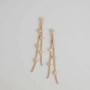 Catch The Glow Rhinestone Star Linear Earrings