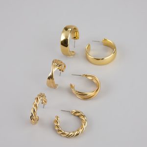 Triple The Fun Hoop Earrings Set