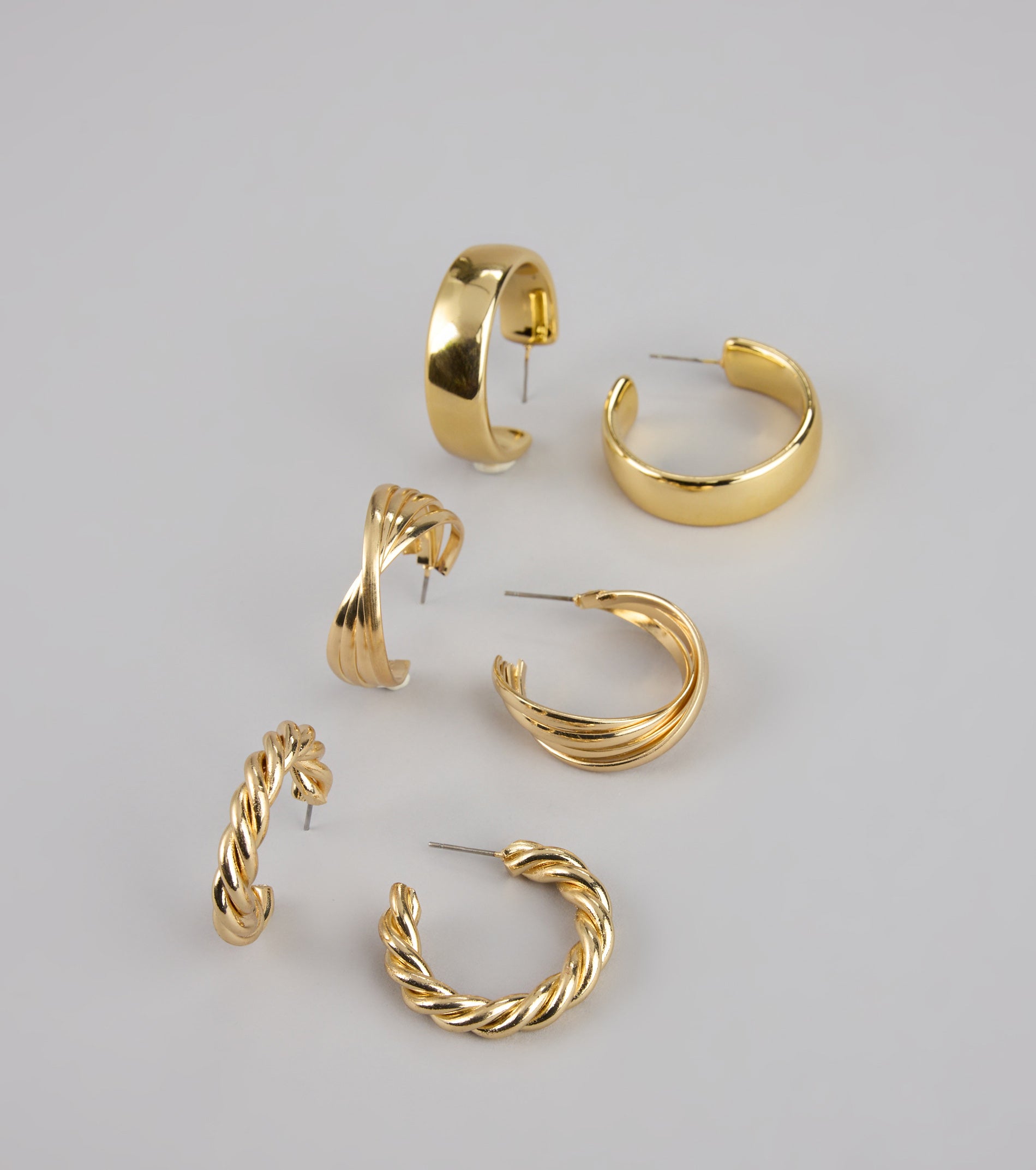 Triple The Fun Hoop Earrings Set