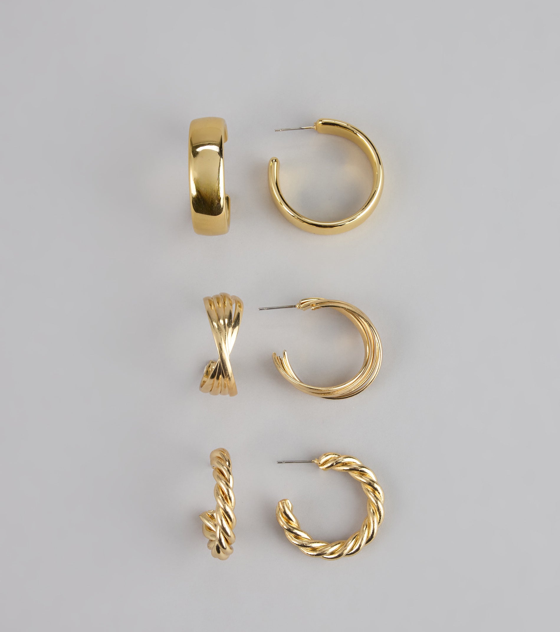 Triple The Fun Hoop Earrings Set - Image 3