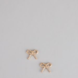 Tied To Shine Bow Stud Earrings