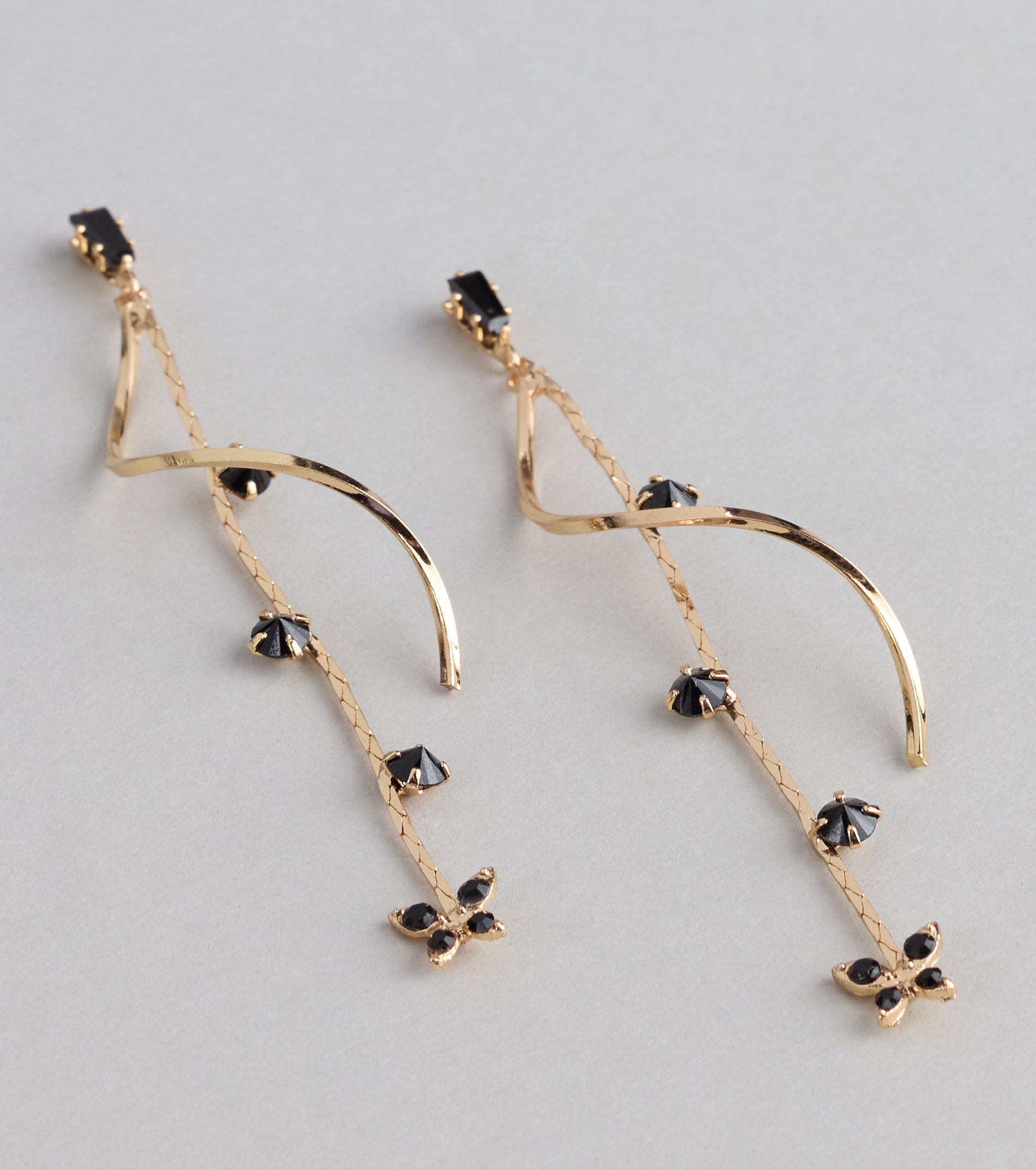Spirals And Sparkle Butterfly Linear Earrings - Image 3