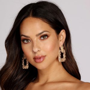 Gold Rush Textured Door Knocker Earrings