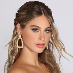 Trendy Textured Door Knocker Earrings