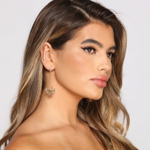 Three-Pack Butterfly Beauty Earrings