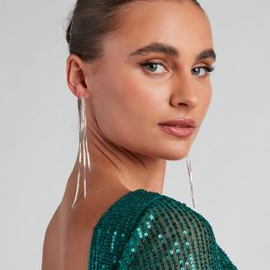 Living In Luxe Rhinestone Fringe Earrings