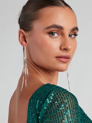 Living In Luxe Rhinestone Fringe Earrings