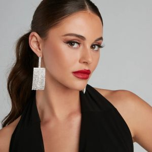 Elegant Allure Rhine Fringe Earrings