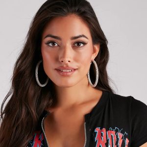 Statement Rhinestone Hoop Earrings