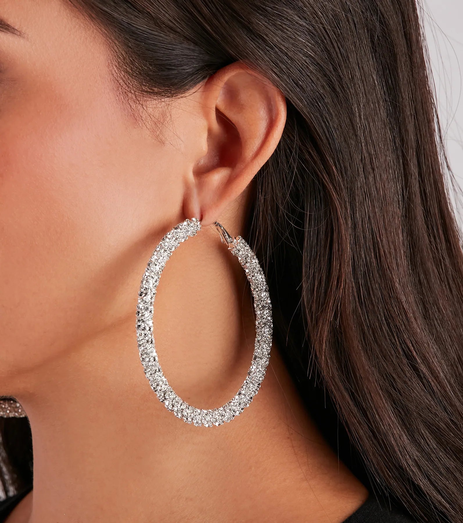 Statement Rhinestone Hoop Earrings - Image 2