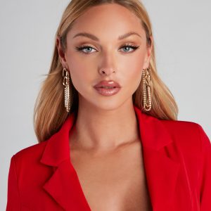 Over The Edge Rhine Chain Earrings