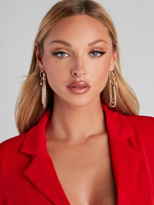 Over The Edge Rhine Chain Earrings