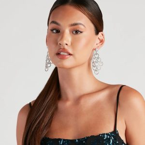 Radiant Details Rhinestone Chandelier Earrings