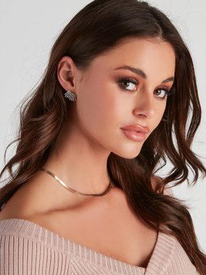 Luxe Radiance Rhinestone Ear Cuff Studs