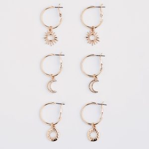 Boho Charm Huggie Hoop Earring Set