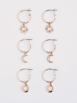 Boho Charm Huggie Hoop Earring Set