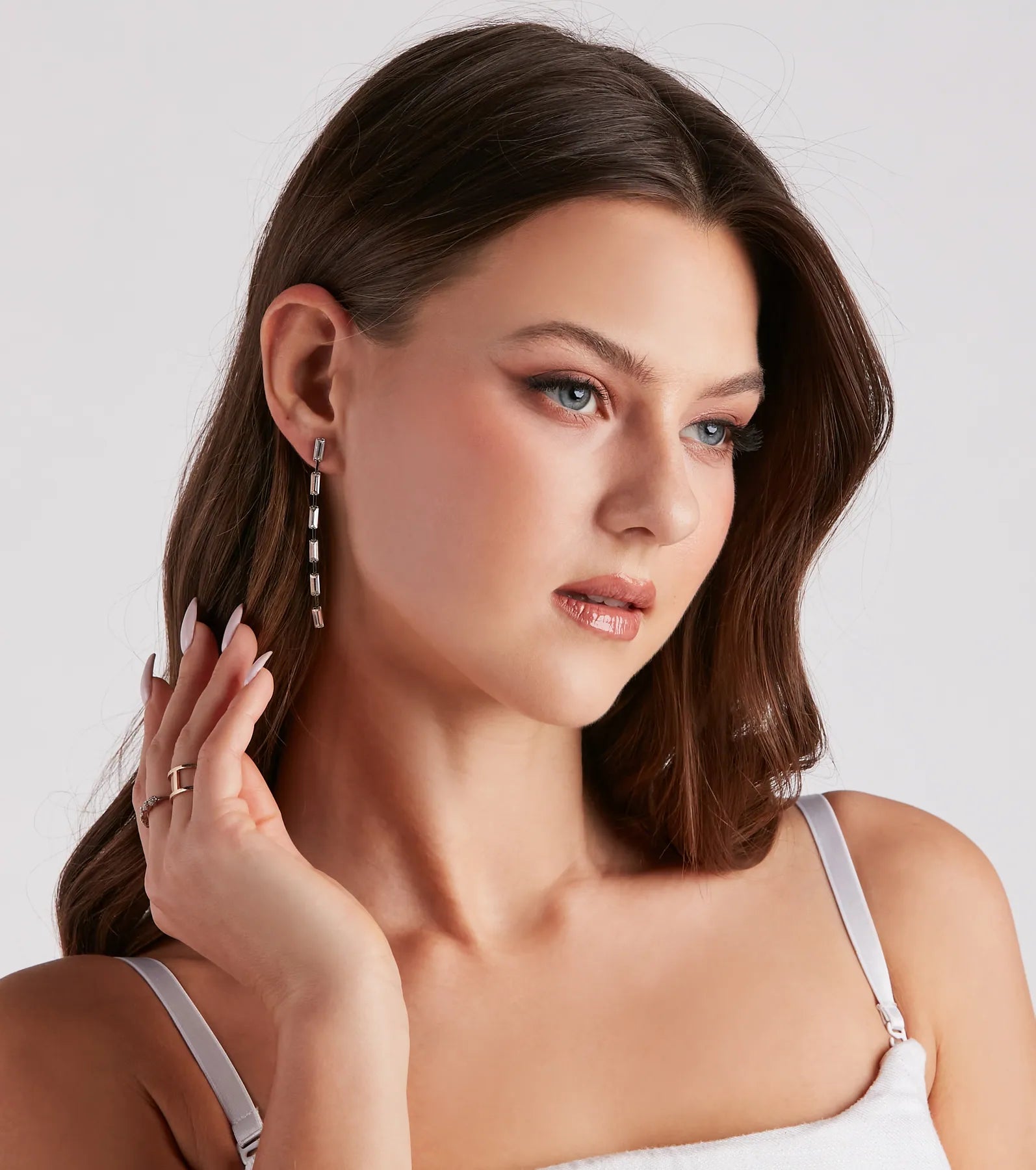Chic Shine Rhinestone Stud And Duster Earrings Set - Image 11