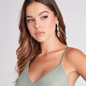 She's So Glam Gemstone Drop Earrings