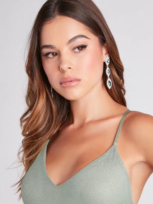 She's So Glam Gemstone Drop Earrings