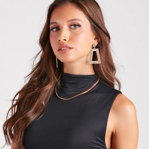 Sassy N Spiked Rhinestone Door Knocker Earrings