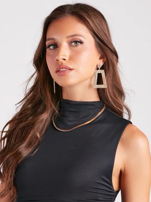 Sassy N Spiked Rhinestone Door Knocker Earrings