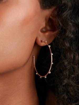 Subtle Chic Rhinestone Thin Hoop Earrings