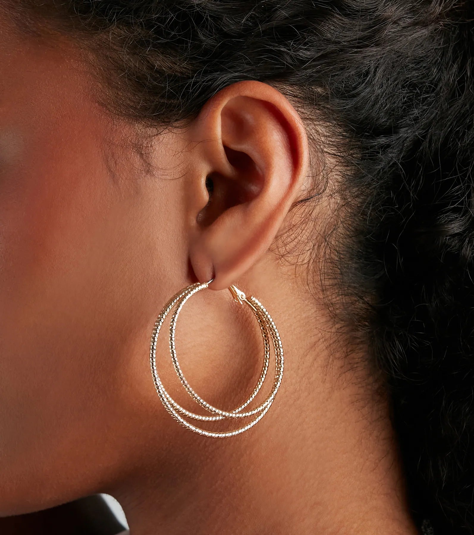 Triple Threat Statement Hoop Earrings - Image 2