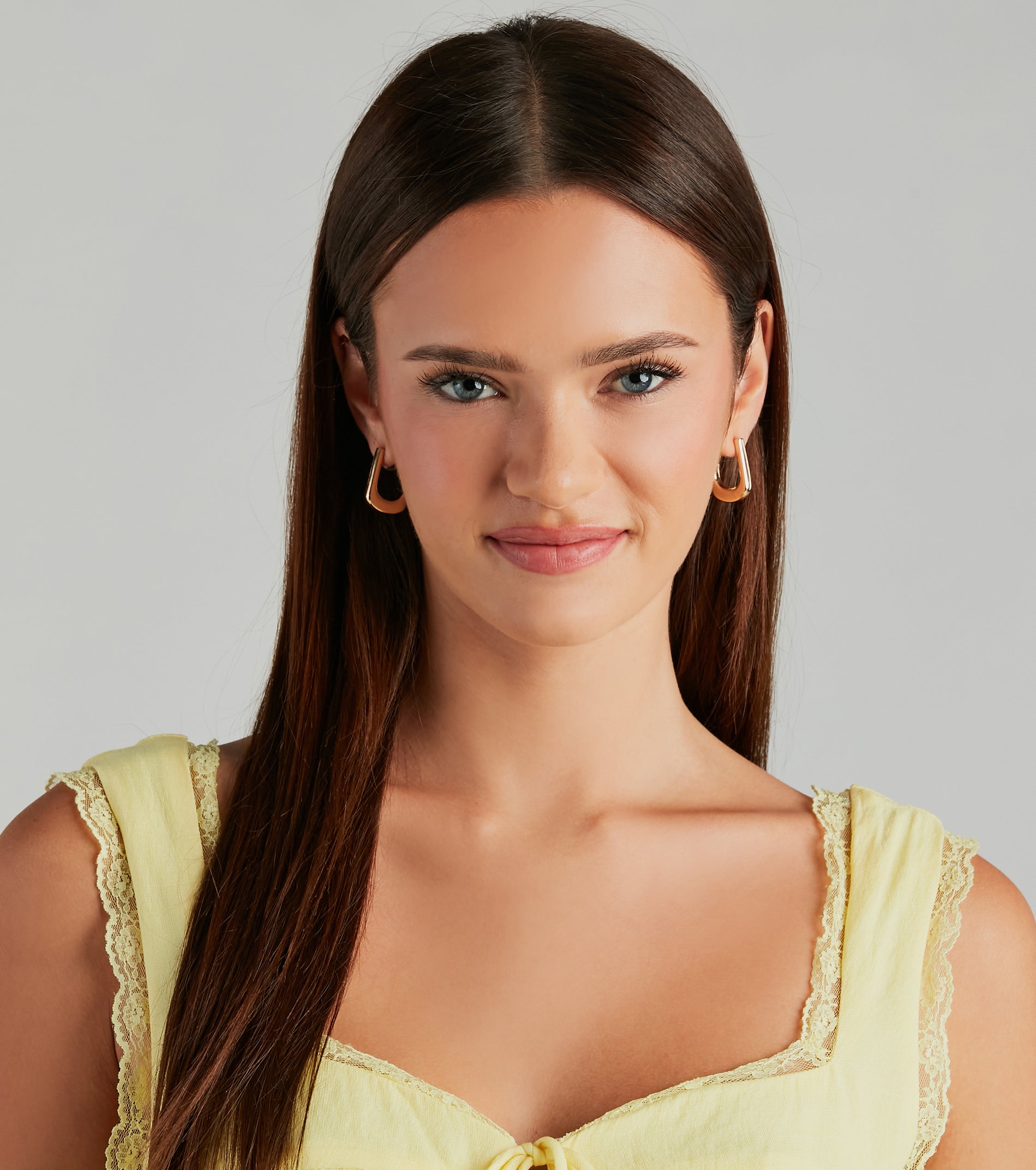 Elevated Chic Flat Hoop Earrings - Image 2