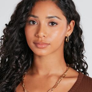 Gleaming 14K Gold Plated Curved Hoop Earrings