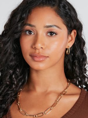 Gleaming 14K Gold Plated Curved Hoop Earrings