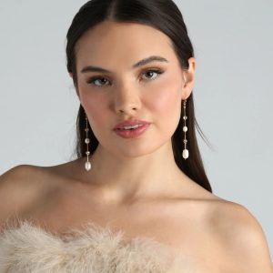 Cherish These Faux Pearl Rhinestone Earrings