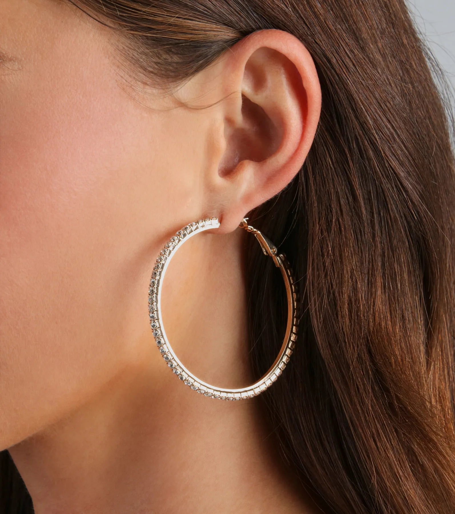 Beautiful Sparkle Rhinestone Hoop Earrings - Image 3