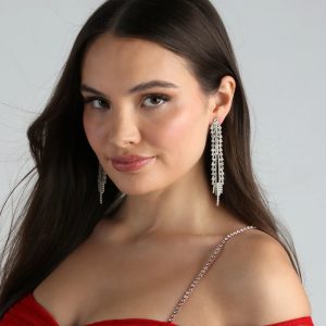 Luxe Statement Rhinestone Fringe Earrings