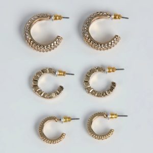 So Trendy Three-Pack Huggie Hoop Earring Set