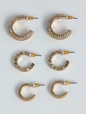 So Trendy Three-Pack Huggie Hoop Earring Set